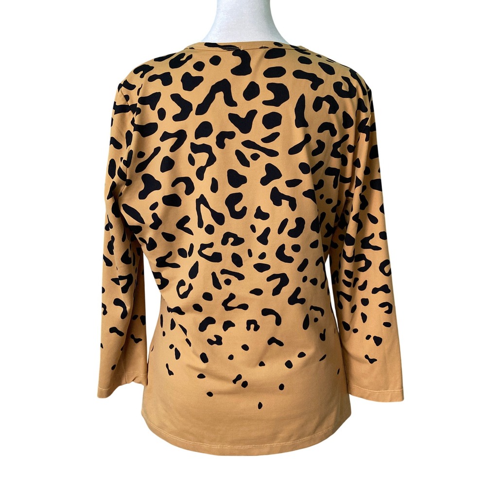 J. McLaughlin Cheetah Print Blouse Catalina Cloth 3/4 Sleeve Caramel (Size L) - Picture 5 of 11